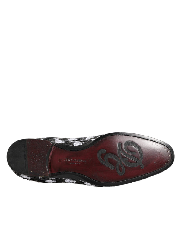 Kleid Schwarz Weiß Paillettenbesetzte Lace Up Derby Schuhe