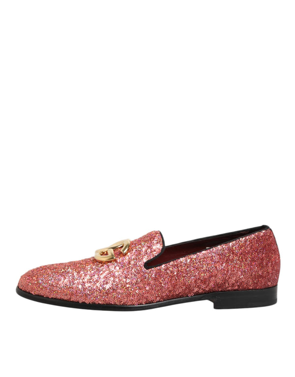 Rosa Pailletten Loafers Formal Kleid Männer Schuhe