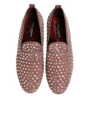Rosa Wildleder Kristalle Loafers Männer Kleid Schuhe