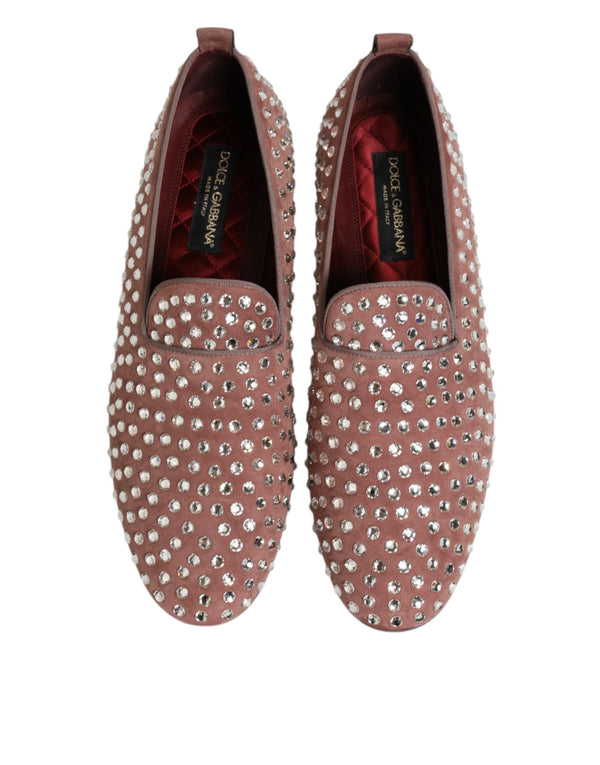 Rosa Wildleder Kristalle Loafers Männer Kleid Schuhe