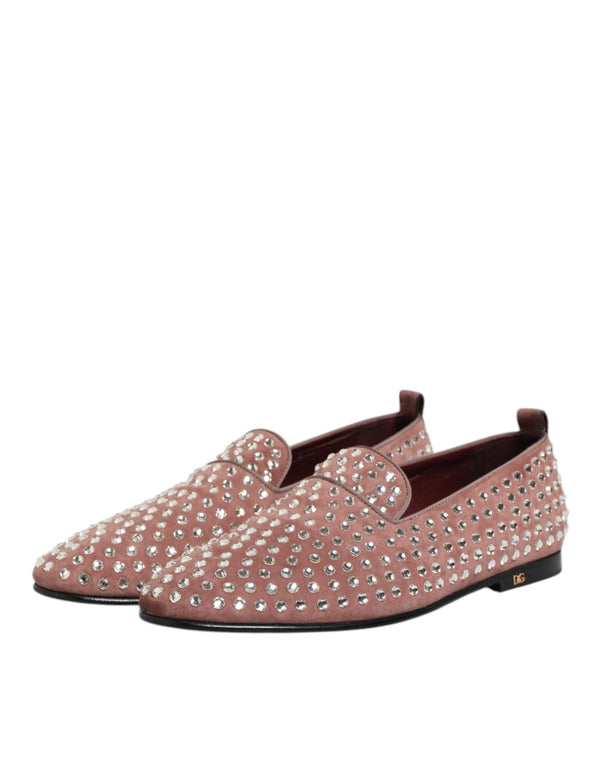 Rosa Wildleder Kristalle Loafers Männer Kleid Schuhe