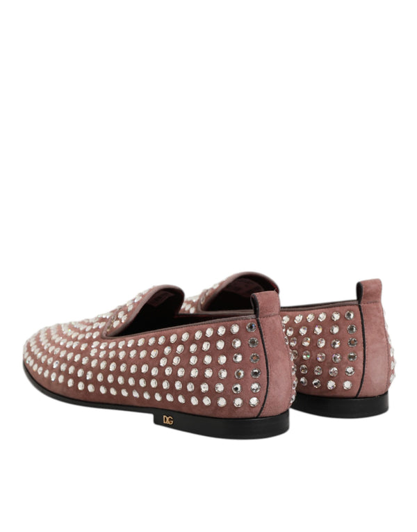 Rosa Wildleder Kristalle Loafers Männer Kleid Schuhe