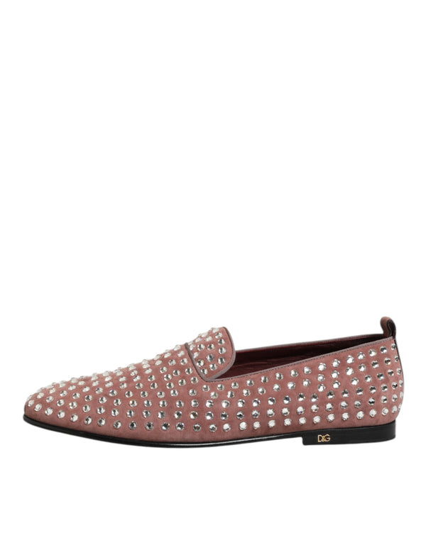 Rosa Wildleder Kristalle Loafers Männer Kleid Schuhe