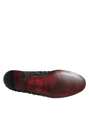Schwarze kristallverzierte Loafer-Schuhe aus Wildleder