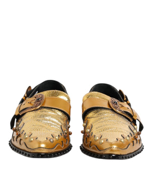 Gold Leder MONK STRAP Kleid Formelle Schuhe
