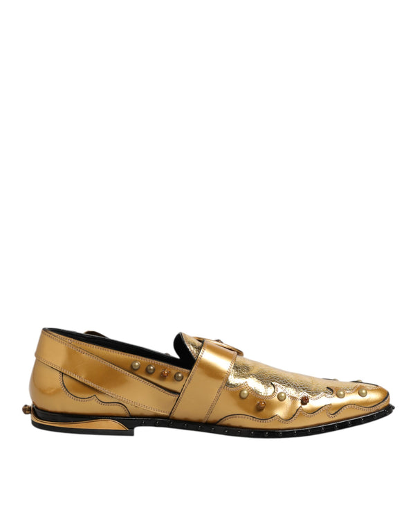 Gold Leder MONK STRAP Kleid Formelle Schuhe