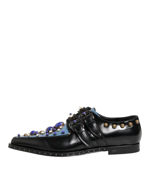 Schwarz Blau Verschönert MONKSTRAP Kleid Schuhe