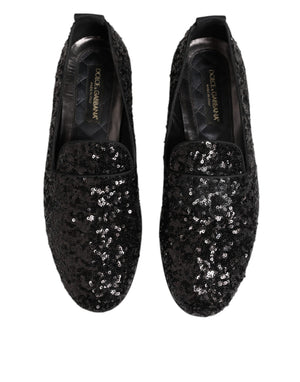 Schwarz Pailletten Slip On Loafers Kleid Schuhe
