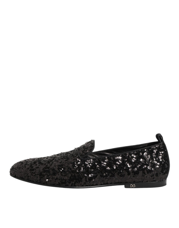 Schwarz Pailletten Slip On Loafers Kleid Schuhe