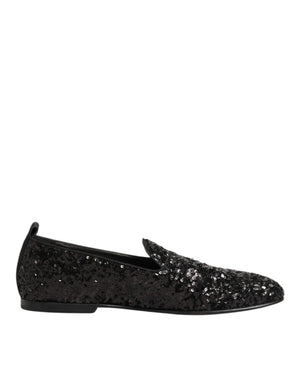 Schwarz Pailletten Slip On Loafers Kleid Schuhe