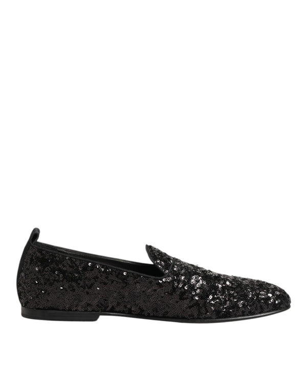 Schwarz Pailletten Slip On Loafers Kleid Schuhe