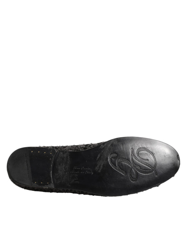 Schwarz Pailletten Slip On Loafers Kleid Schuhe
