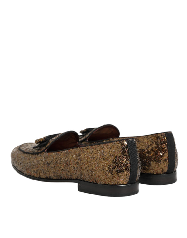 Gold Pailletten Slip On Loafers Männer Kleid Schuhe
