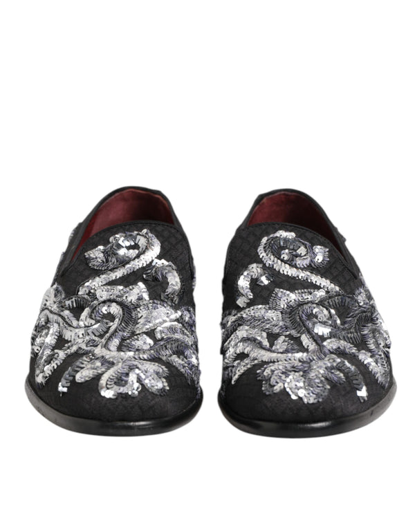 Schwarz Silber Pailletten Loafers Männer Kleid Schuhe
