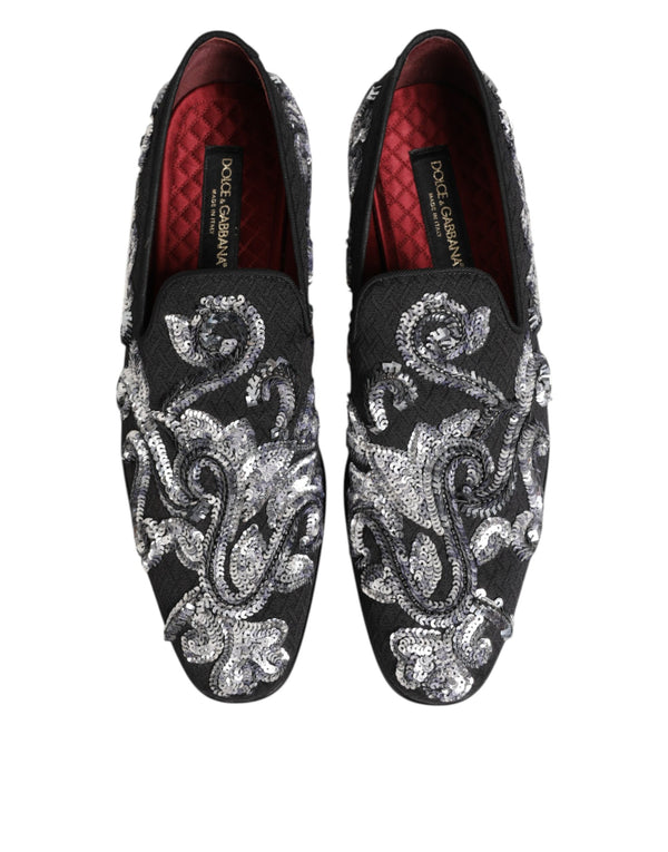 Schwarz Silber Pailletten Loafers Männer Kleid Schuhe