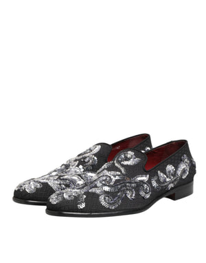 Schwarz Silber Pailletten Loafers Männer Kleid Schuhe
