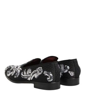 Schwarz Silber Pailletten Loafers Männer Kleid Schuhe