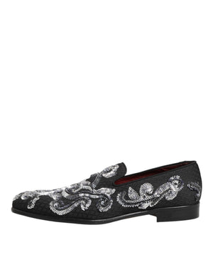 Schwarz Silber Pailletten Loafers Männer Kleid Schuhe