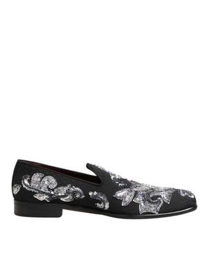 Schwarz Silber Pailletten Loafers Männer Kleid Schuhe