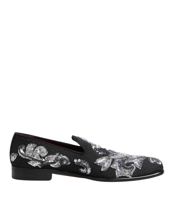 Schwarz Silber Pailletten Loafers Männer Kleid Schuhe