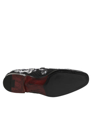 Schwarz Silber Pailletten Loafers Männer Kleid Schuhe
