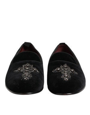 Schwarzes Kreuz verschönert Slip On Loafers Kleid Schuhe