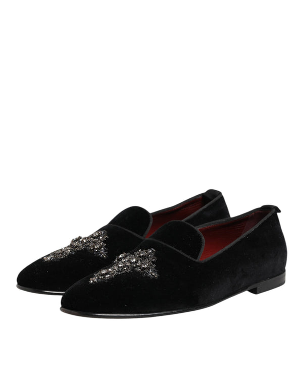 Schwarzes Kreuz verschönert Slip On Loafers Kleid Schuhe