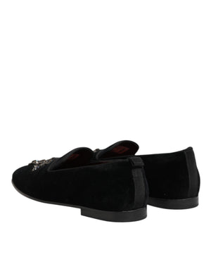 Schwarzes Kreuz verschönert Slip On Loafers Kleid Schuhe