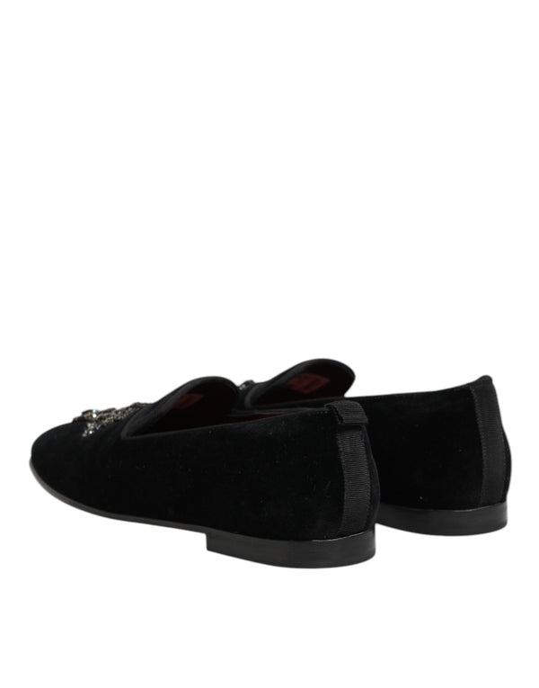 Schwarzes Kreuz verschönert Slip On Loafers Kleid Schuhe