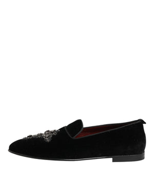 Schwarzes Kreuz verschönert Slip On Loafers Kleid Schuhe
