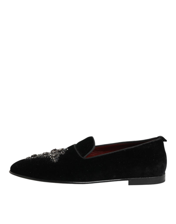 Schwarzes Kreuz verschönert Slip On Loafers Kleid Schuhe