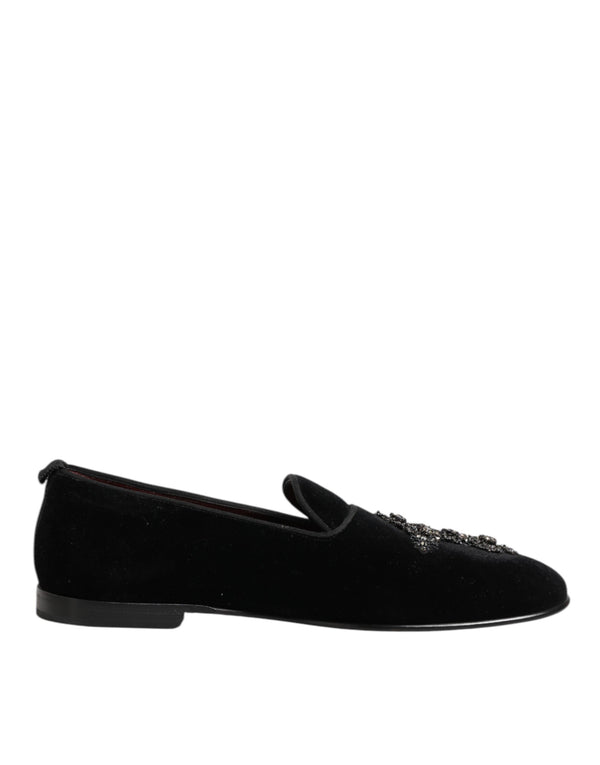 Schwarzes Kreuz verschönert Slip On Loafers Kleid Schuhe