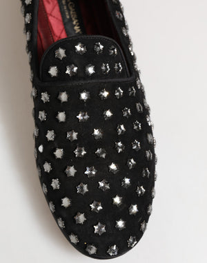 Schwarze kristallverzierte Loafers Kleid Schuhe