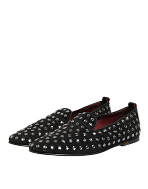 Schwarze kristallverzierte Loafers Kleid Schuhe