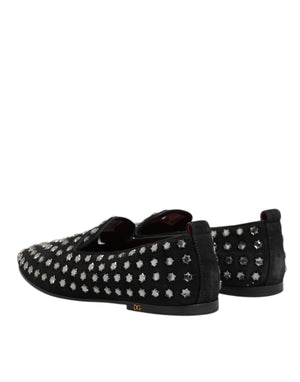 Schwarze kristallverzierte Loafers Kleid Schuhe