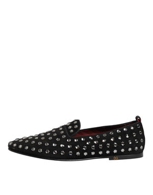 Schwarze kristallverzierte Loafers Kleid Schuhe