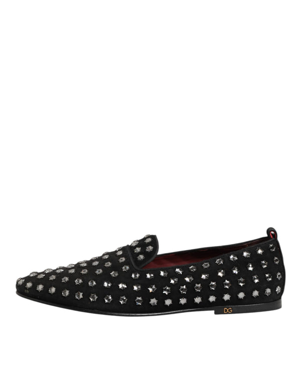 Schwarze kristallverzierte Loafers Kleid Schuhe