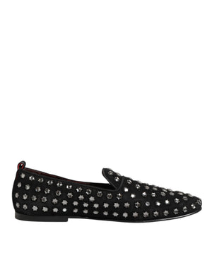 Schwarze kristallverzierte Loafers Kleid Schuhe