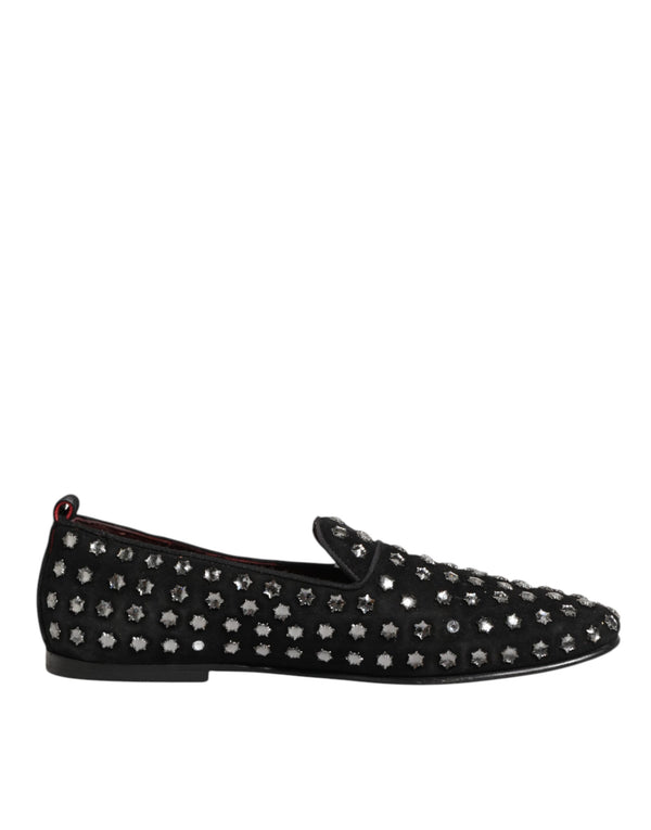 Schwarze kristallverzierte Loafers Kleid Schuhe