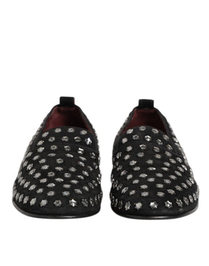 Schwarze kristallverzierte Loafers Kleid Schuhe