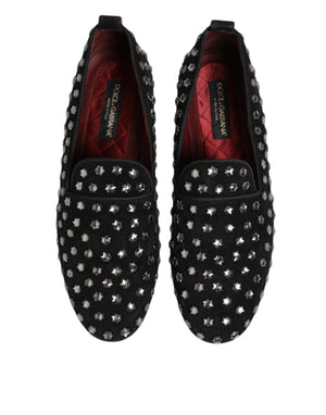 Schwarze kristallverzierte Loafers Kleid Schuhe