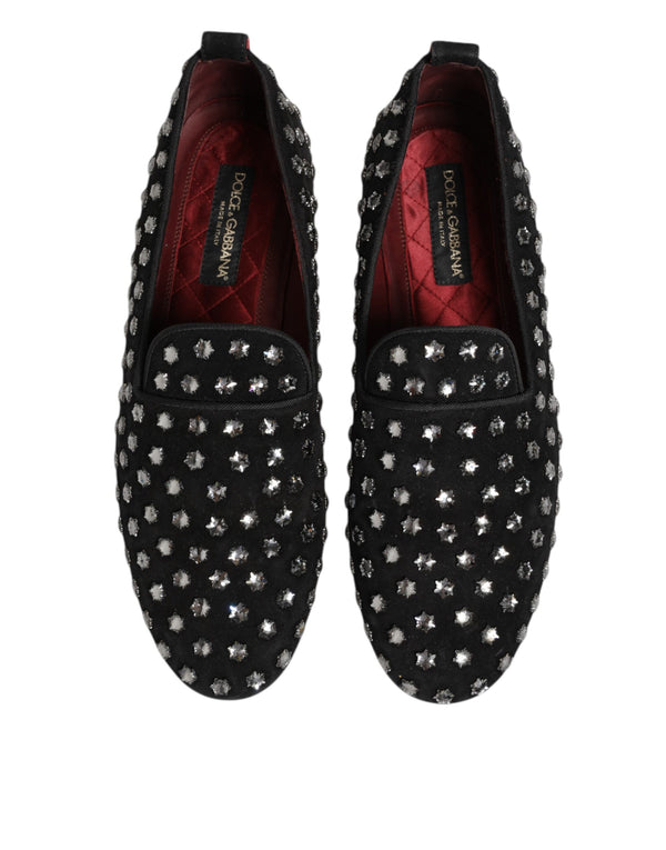 Schwarze kristallverzierte Loafers Kleid Schuhe