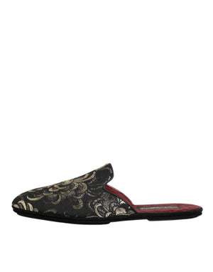 Schwarz Floral Jacquard Pantoffeln Schuhe