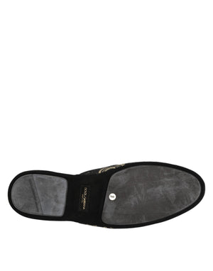 Schwarz Floral Jacquard Pantoffeln Schuhe