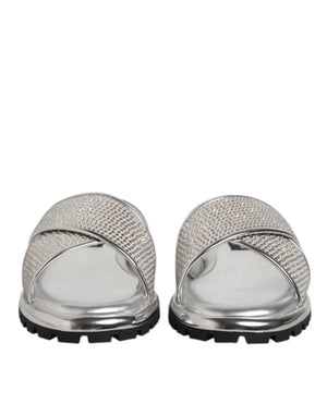 Silber Strass Rutschen Flats Hausschuhe Schuhe