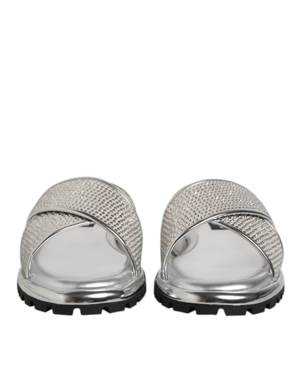 Silber Strass Rutschen Flats Hausschuhe Schuhe