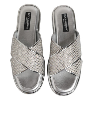Silber Strass Rutschen Flats Hausschuhe Schuhe