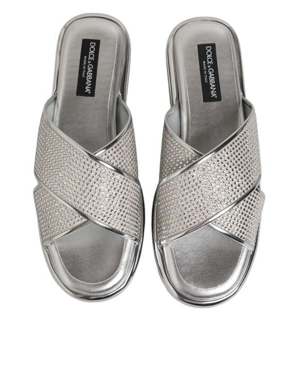 Silber Strass Rutschen Flats Hausschuhe Schuhe