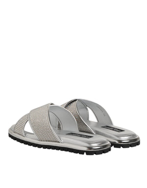 Silber Strass Rutschen Flats Hausschuhe Schuhe