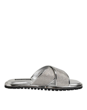 Silber Strass Rutschen Flats Hausschuhe Schuhe